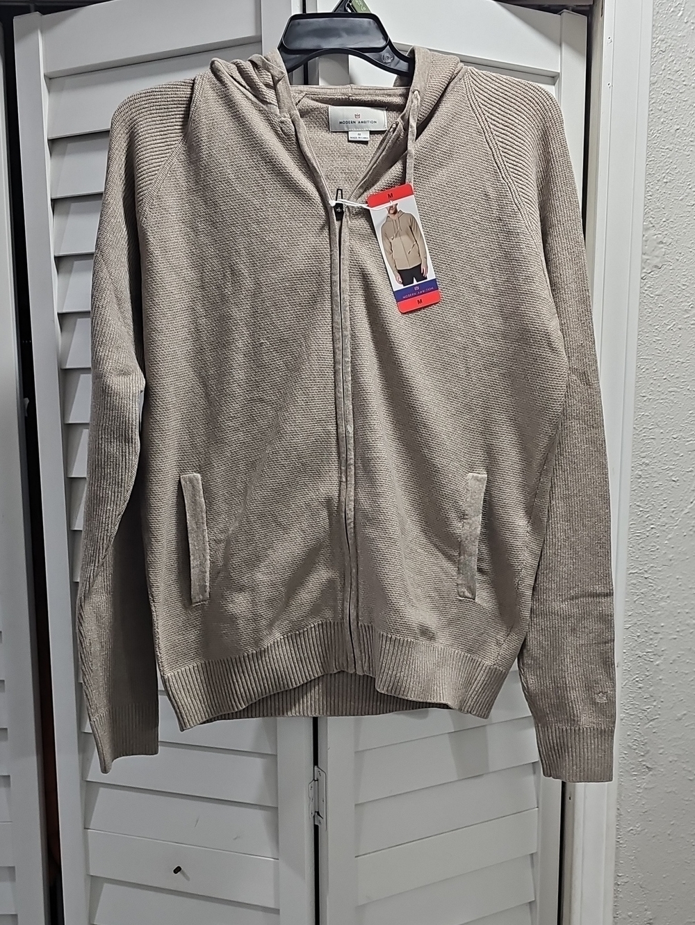 Men's Zip-Up Hoodie Sweater - Taupe